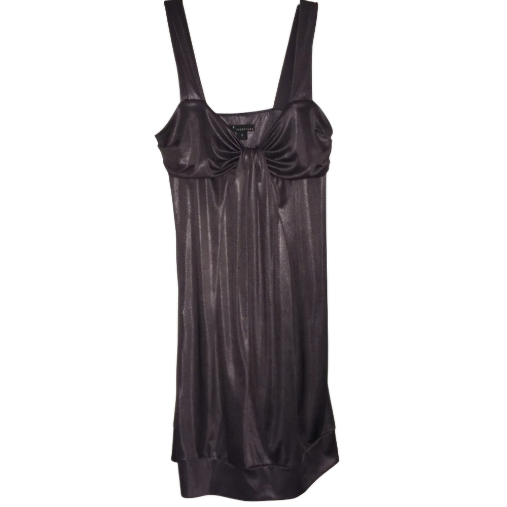 TWENTYONE Charcoal Grey Stretchy Satin Shiny Babydoll Dress Juniors Size Medium
